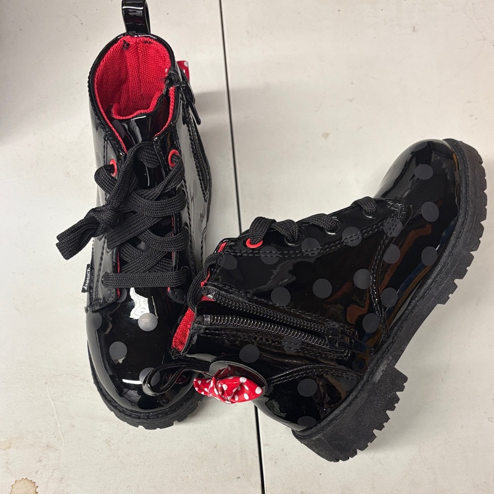 Disney Minnie Mouse Black and Red Polka Dot Kids Boots